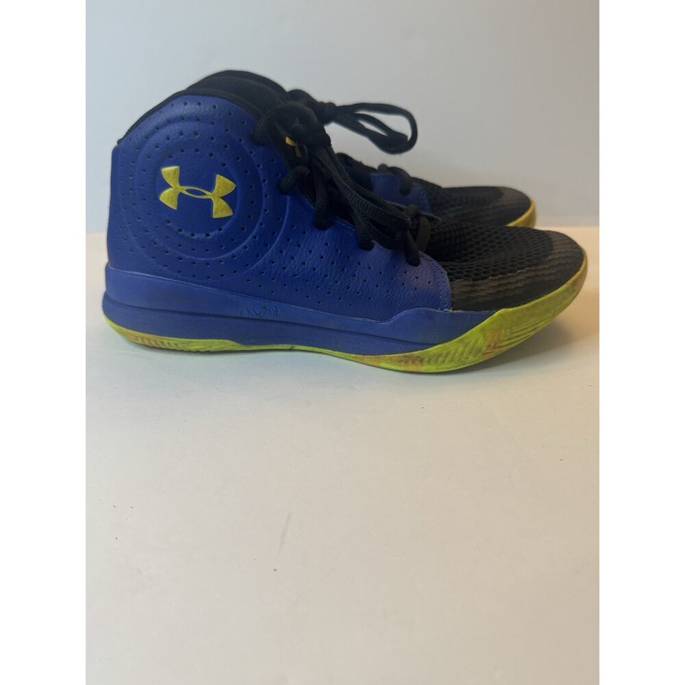 Under Armour Kids Basketball Shoes Blue Black Volt Size 5Y Lace Up